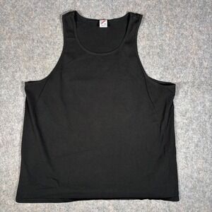 Vintage Jerzees Tank Top Mens 2X Black Made in USA 100% Cotton Sleeveless Muscle